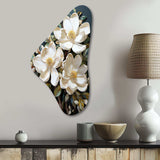 White Yellow Magnolias Southern Charm Patchwork - Asymmetric Metal Wall Art