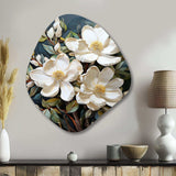 White Yellow Magnolias Southern Charm Patchwork - Asymmetric Metal Wall Art