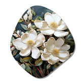 White Yellow Magnolias Southern Charm Patchwork - Asymmetric Metal Wall Art