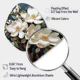 White Yellow Magnolias Southern Charm Patchwork - Asymmetric Metal Wall Art