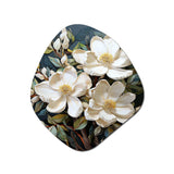 White Yellow Magnolias Southern Charm Patchwork - Asymmetric Metal Wall Art