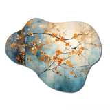 Orange Teal Maple Tree Glowing Embers II - Asymmetric Metal Wall Art