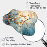 Orange Teal Maple Tree Glowing Embers II - Asymmetric Metal Wall Art