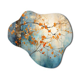 Orange Teal Maple Tree Glowing Embers II - Asymmetric Metal Wall Art