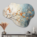 Orange Teal Maple Tree Glowing Embers V - Asymmetric Metal Wall Art