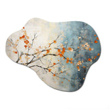 Orange Teal Maple Tree Glowing Embers V - Asymmetric Metal Wall Art