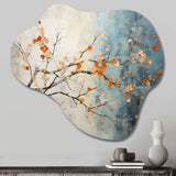 Orange Teal Maple Tree Glowing Embers V - Asymmetric Metal Wall Art