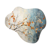 Orange Teal Maple Tree Glowing Embers V - Asymmetric Metal Wall Art