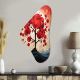 Red Maple Tree Harmony In - Asymmetric Metal Wall Art