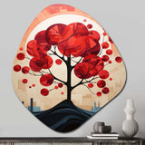 Red Maple Tree Harmony In - Asymmetric Metal Wall Art