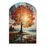 Orange Teal Maple Tree Majestic Maple - Asymmetric Metal Wall Art