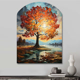 Orange Teal Maple Tree Majestic Maple - Asymmetric Metal Wall Art