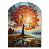 Orange Teal Maple Tree Majestic Maple - Asymmetric Metal Wall Art