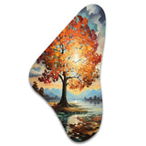 Orange Teal Maple Tree Majestic Maple - Asymmetric Metal Wall Art