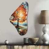 Orange Teal Maple Tree Majestic Maple - Asymmetric Metal Wall Art