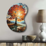 Orange Teal Maple Tree Majestic Maple - Asymmetric Metal Wall Art