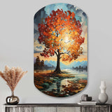 Orange Teal Maple Tree Majestic Maple - Asymmetric Metal Wall Art