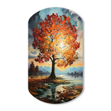 Orange Teal Maple Tree Majestic Maple - Asymmetric Metal Wall Art