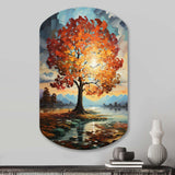 Orange Teal Maple Tree Majestic Maple - Asymmetric Metal Wall Art