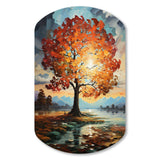 Orange Teal Maple Tree Majestic Maple - Asymmetric Metal Wall Art