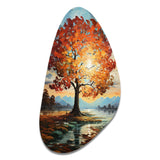 Orange Teal Maple Tree Majestic Maple - Asymmetric Metal Wall Art