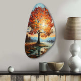 Orange Teal Maple Tree Majestic Maple - Asymmetric Metal Wall Art