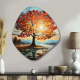 Orange Teal Maple Tree Majestic Maple - Asymmetric Metal Wall Art