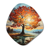 Orange Teal Maple Tree Majestic Maple - Asymmetric Metal Wall Art