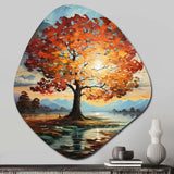 Orange Teal Maple Tree Majestic Maple - Asymmetric Metal Wall Art