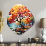 Orange Yellow Maple Tree Maple Melody - Asymmetric Metal Wall Art