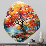 Orange Yellow Maple Tree Maple Melody - Asymmetric Metal Wall Art