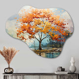 Orange Maple Trees Majestic I - Asymmetric Metal Wall Art