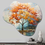 Orange Maple Trees Majestic I - Asymmetric Metal Wall Art