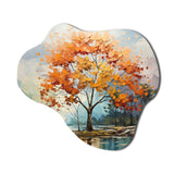 Orange Maple Trees Majestic I - Asymmetric Metal Wall Art