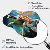 Green Blue Marine Animals Turtle Encounter V - Asymmetric Metal Wall Art