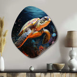 Green Blue Marine Animals Turtle Encounter VI - Asymmetric Metal Wall Art