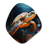 Green Blue Marine Animals Turtle Encounter VI - Asymmetric Metal Wall Art