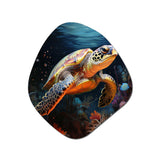 Green Blue Marine Animals Turtle Encounter VI - Asymmetric Metal Wall Art