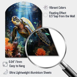 Green Blue Marine Animals Turtle Encounter VII - Asymmetric Metal Wall Art