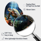 Green Blue Marine Animals Turtle Encounter VII - Asymmetric Metal Wall Art