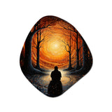 Orange Black Meditation Inner Journey Pointillism - Asymmetric Metal Wall Art