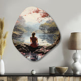 Pink Brown Meditation Serenity In Nature - Asymmetric Metal Wall Art