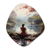 Pink Brown Meditation Serenity In Nature - Asymmetric Metal Wall Art