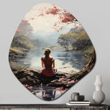 Pink Brown Meditation Serenity In Nature - Asymmetric Metal Wall Art