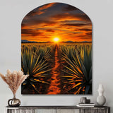 Orange Green Mexican Art Tequila Sunrise - Asymmetric Metal Wall Art