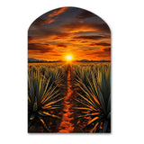 Orange Green Mexican Art Tequila Sunrise - Asymmetric Metal Wall Art