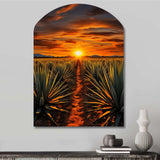 Orange Green Mexican Art Tequila Sunrise - Asymmetric Metal Wall Art