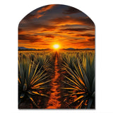 Orange Green Mexican Art Tequila Sunrise - Asymmetric Metal Wall Art