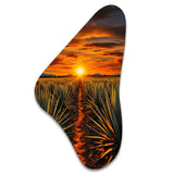 Orange Green Mexican Art Tequila Sunrise - Asymmetric Metal Wall Art