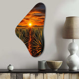 Orange Green Mexican Art Tequila Sunrise - Asymmetric Metal Wall Art